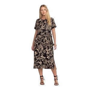 Johnny Was The Janie Favorite Relaxed Knit Dress Black Cream Paisley Print